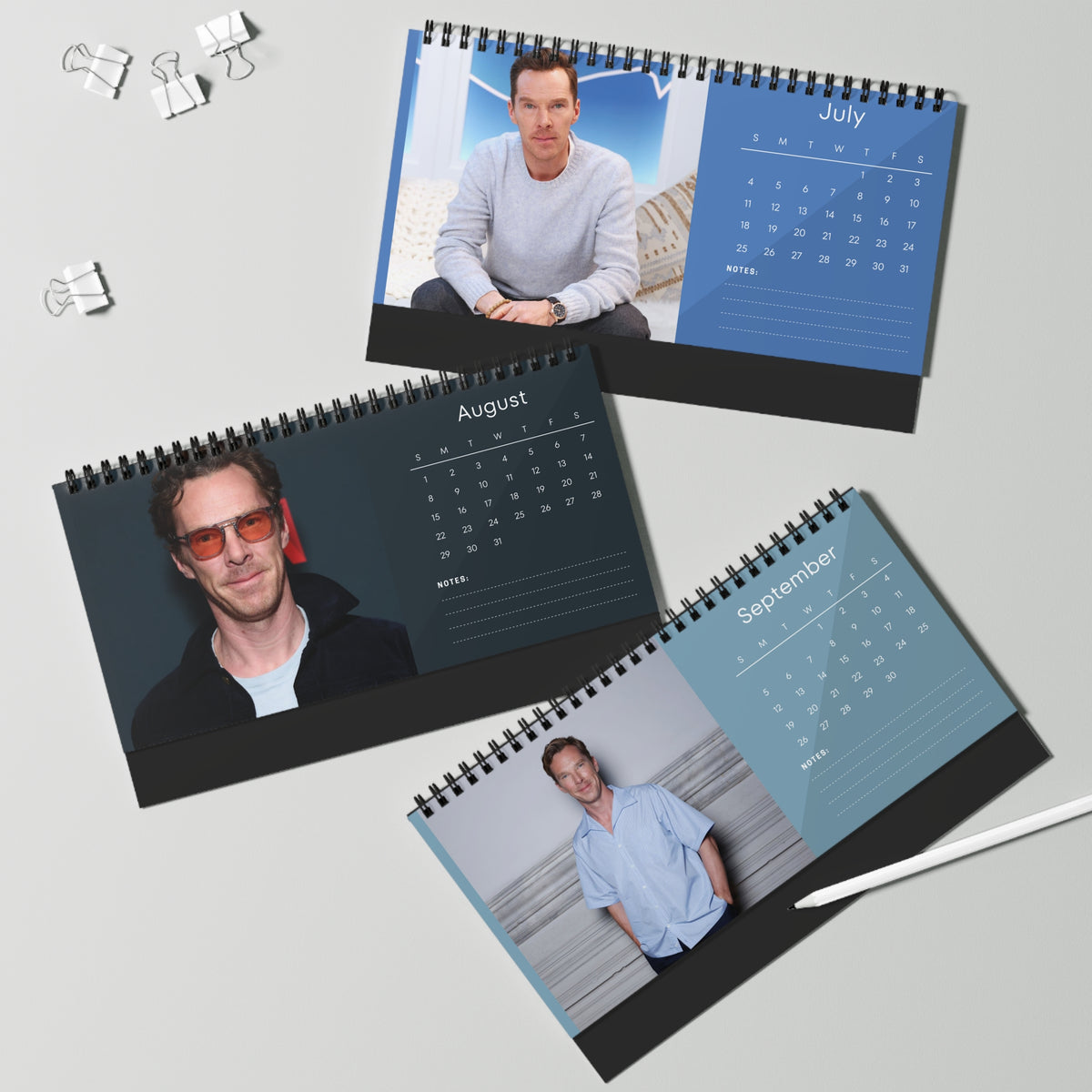 Benedict Cumberbatch 2027 Desk Calendar Vol 1 | Spiral Bound Photo Calendar | Fan Gift