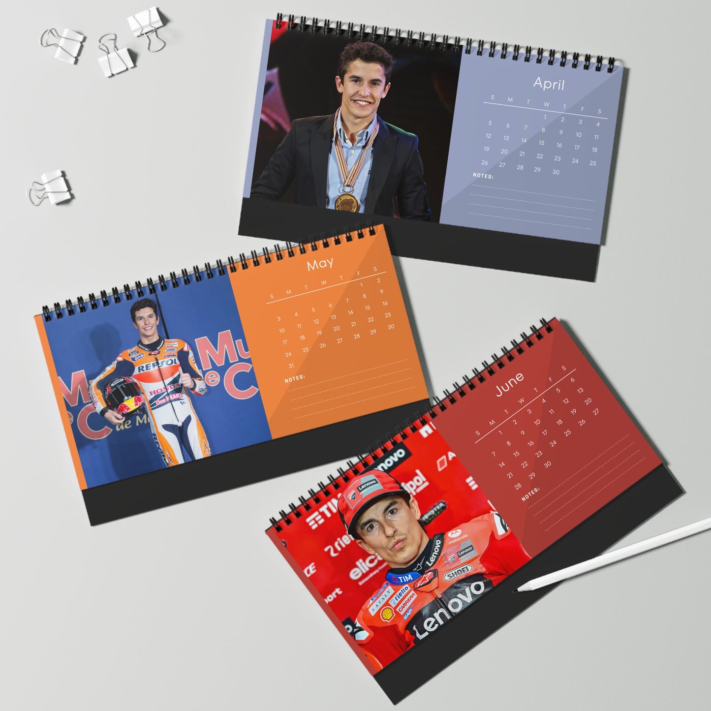 Marc Márquez 2026 Desk Calendar | Premium Spiral Bound Celebrity Photo Calendar | Collectible Fan Gift | Stylish Desk & Office Décor