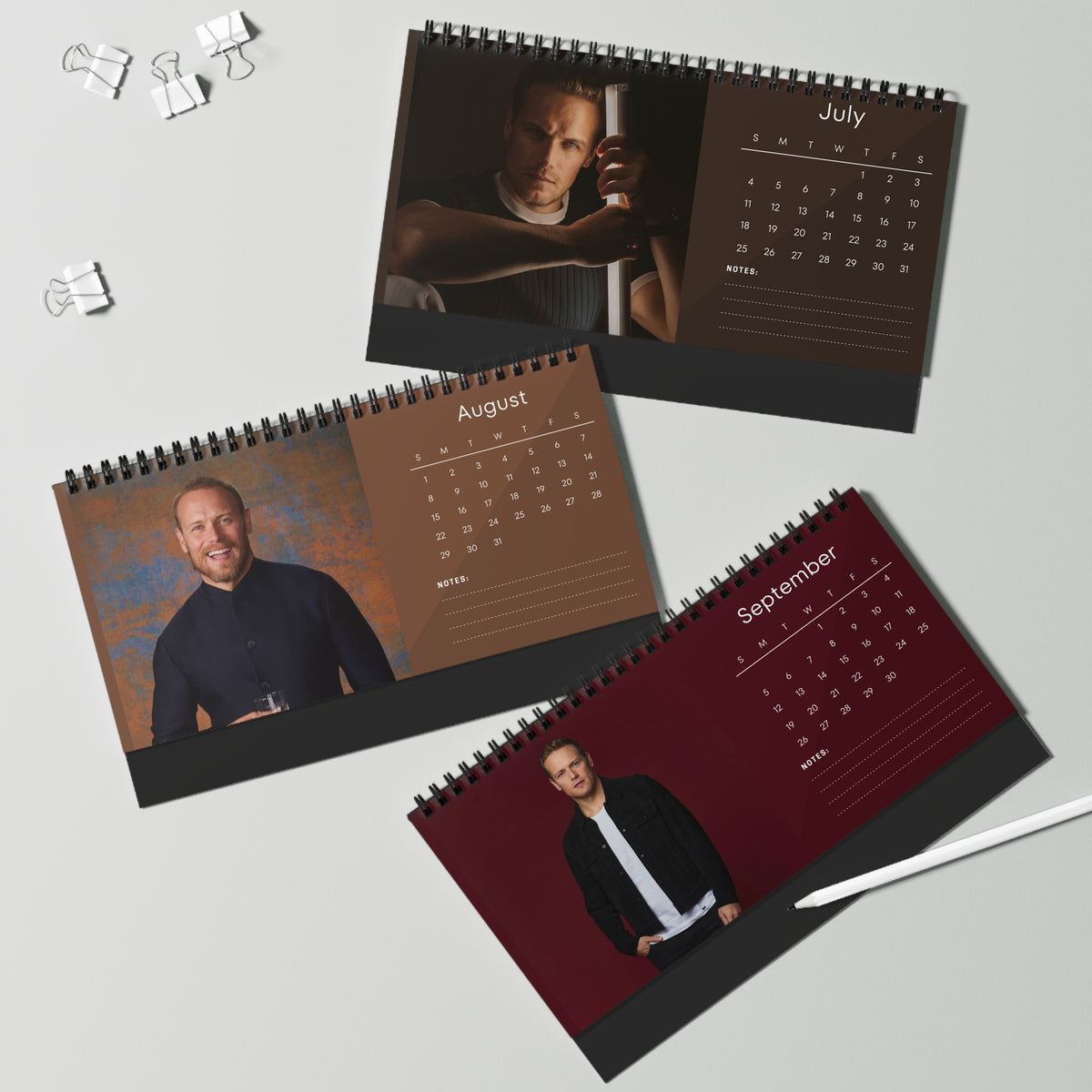 Sam Heughan 2027 Desk Calendar Vol 2 | Spiral Bound Photo Calendar | Fan Gift