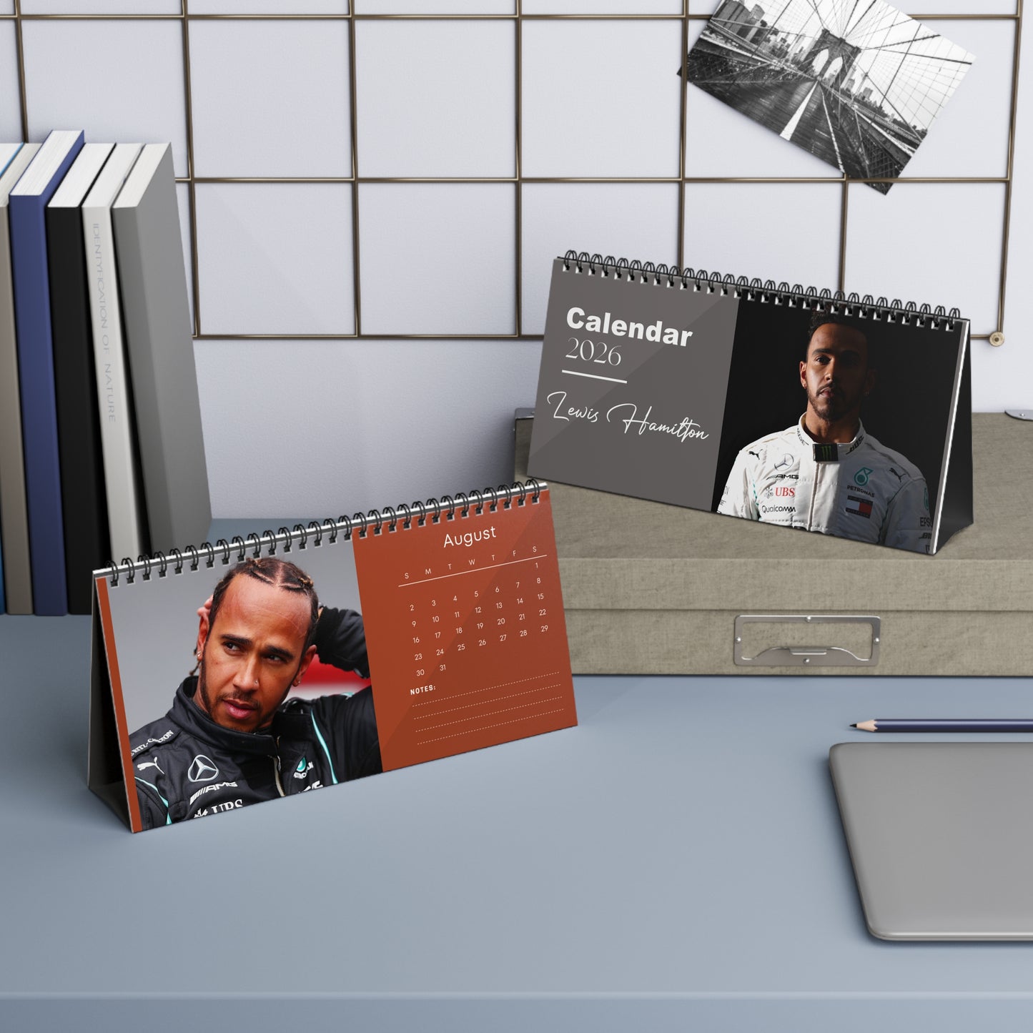 Lewis Hamilton 2026 Desk Calendar | F1 Racing Monthly Planner | Mercedes Gift | Formula 1 Memorabilia | Office Decor