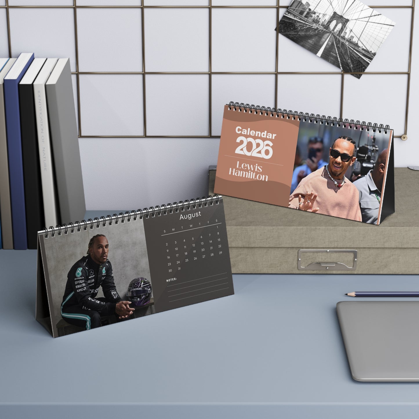 Lewis Hamilton 2026 Desk Calendar | F1 Racing Star Spiral Bound Photo Calendar | Fan Collectible Gift | Stylish Desk & Office Décor