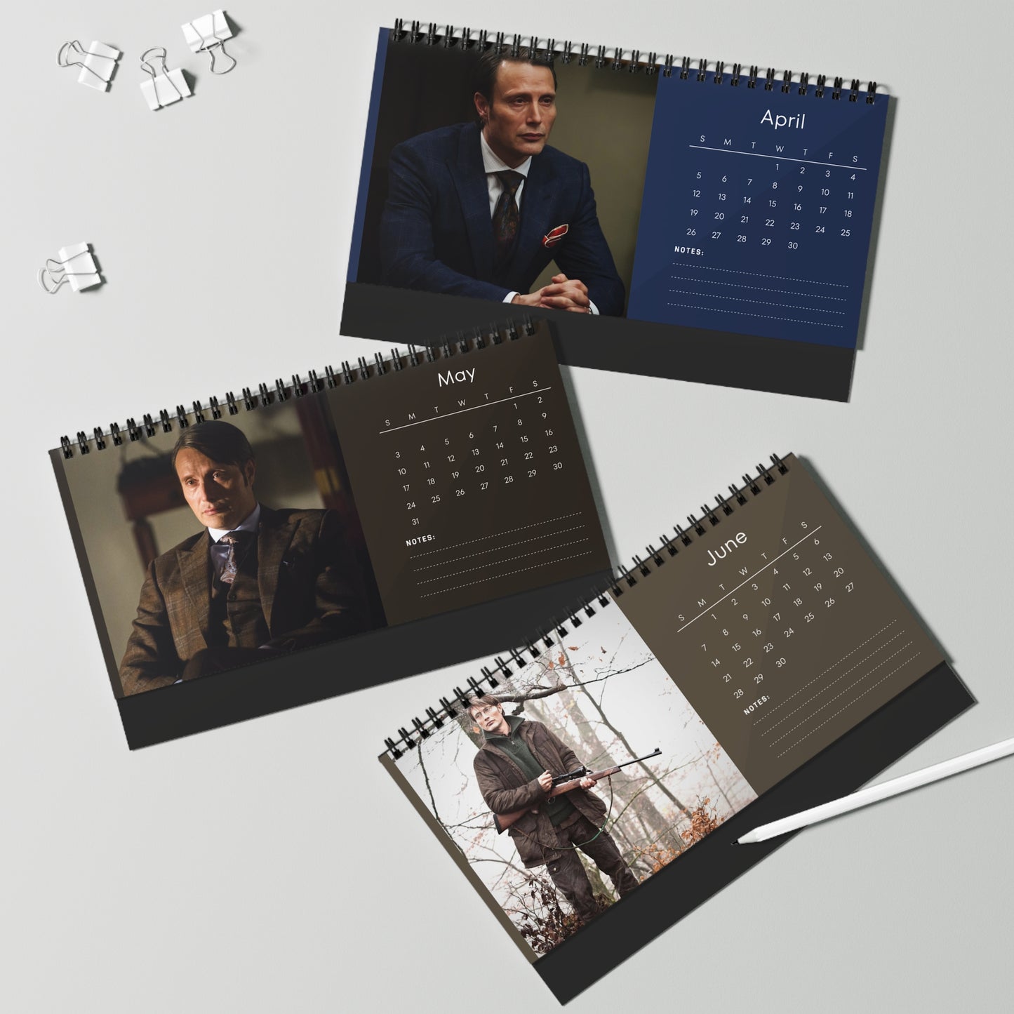 Mads Mikkelsen 2026 Desk Calendar | Celebrity Spiral Bound Photo Calendar | Fan Collectible Gift | Stylish Desk & Office Décor