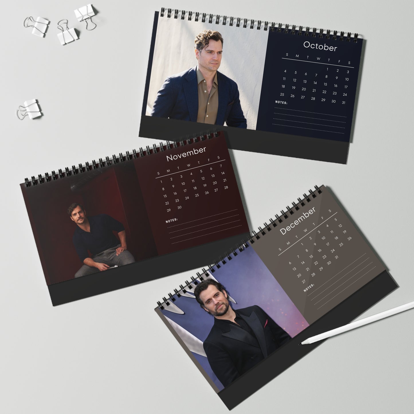 Henry Cavill 2026 Desk Calendar | Premium Spiral Bound Celebrity Photo Calendar | Collectible Fan Gift | Stylish Desk & Office Décor