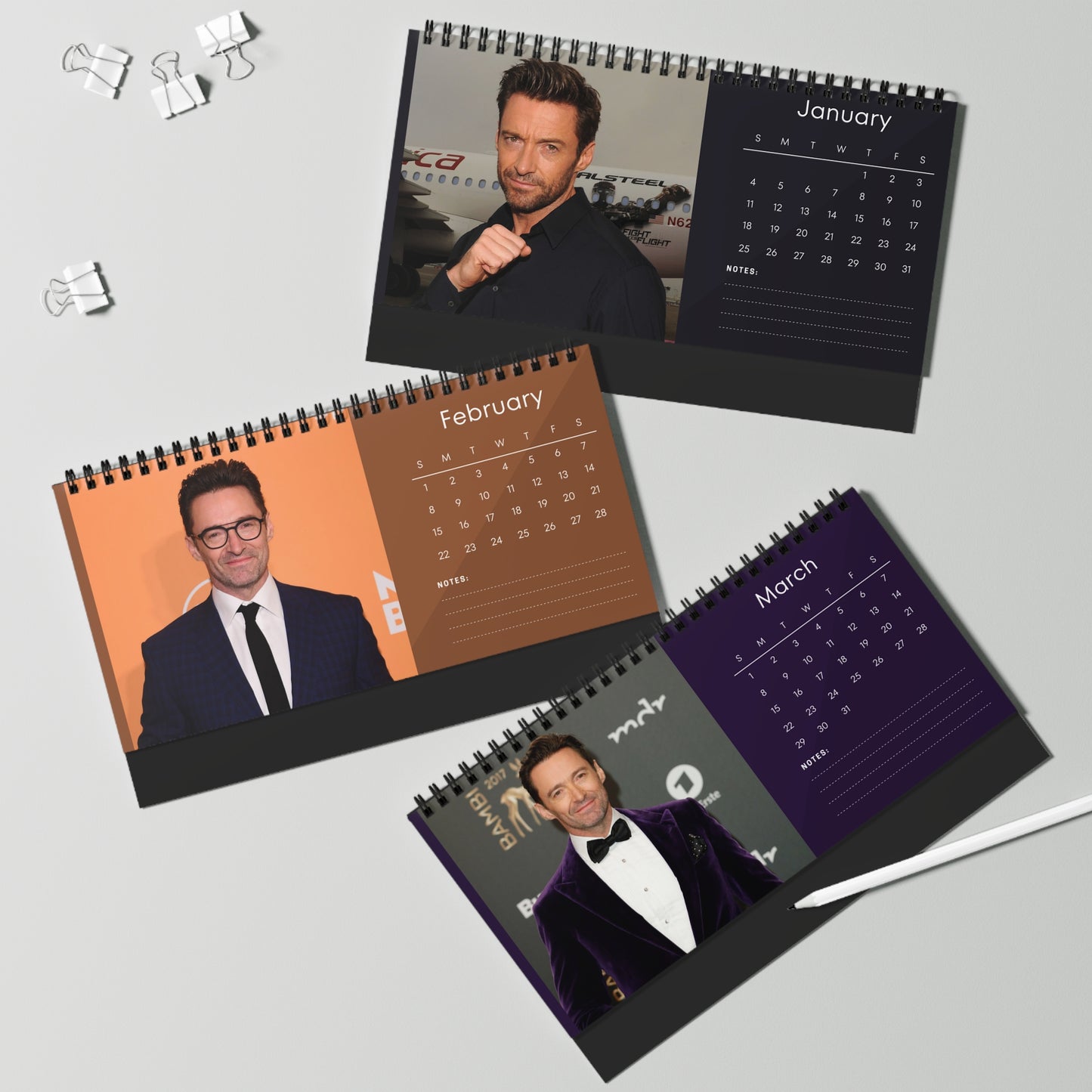 Hugh Jackman 2026 Desk Calendar  | Celebrity Gift | Office Decor