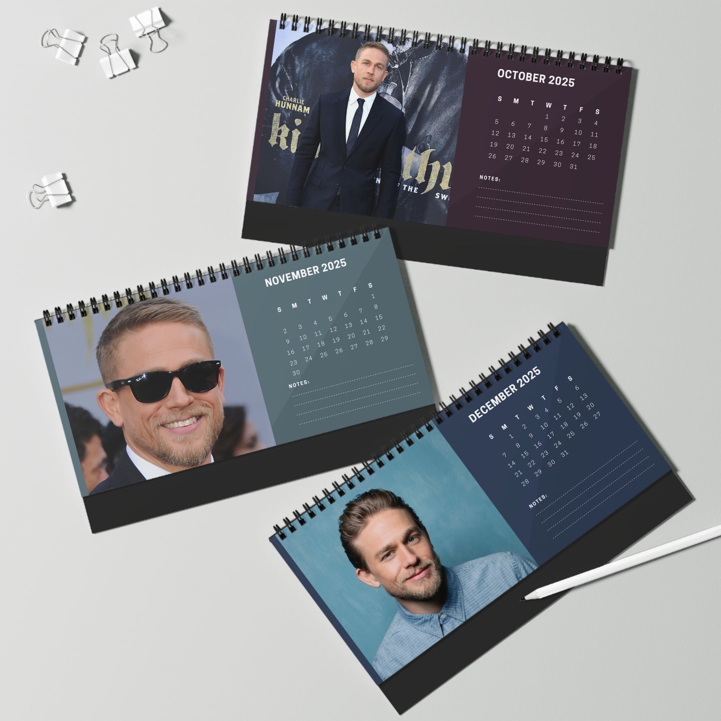 Charlie Hunnam 2025 Desk Calendar | Charlie Hunnam Calendar | Fan Gift