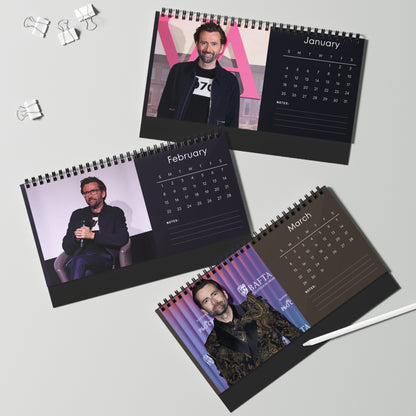 David Tennant 2026 Desk Calendar | Celebrity Spiral Bound Photo Calendar | Fan Collectible Gift | Stylish Desk & Office Décor