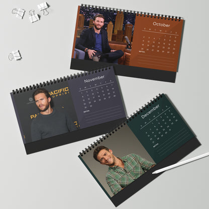 Scott Eastwood 2026 Desk Calendar | Premium Spiral Bound Celebrity Photo Calendar | High-Quality Fan Gift & Desk Décor