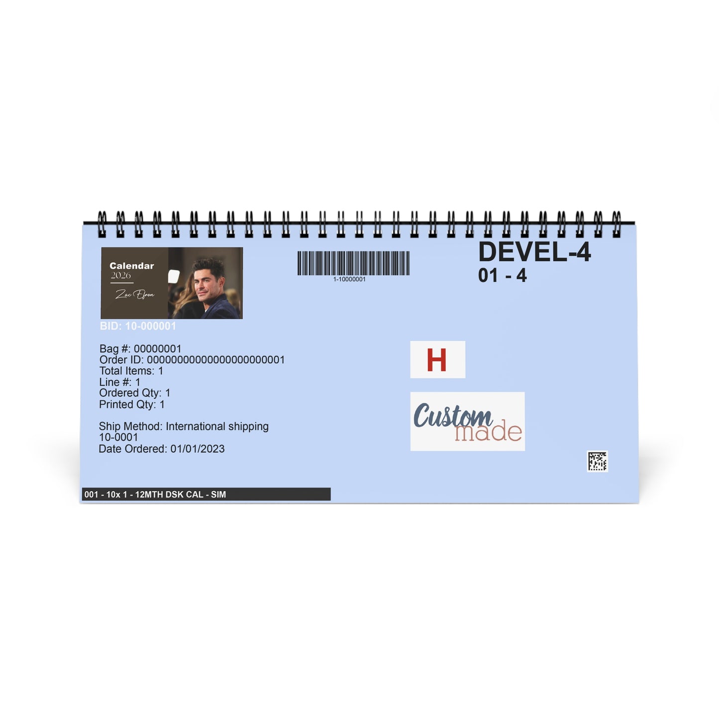 Zac Efron 2026 Desk Calendar | Premium Spiral Bound Celebrity Photo Calendar | High-Quality Fan Gift & Desk Décor