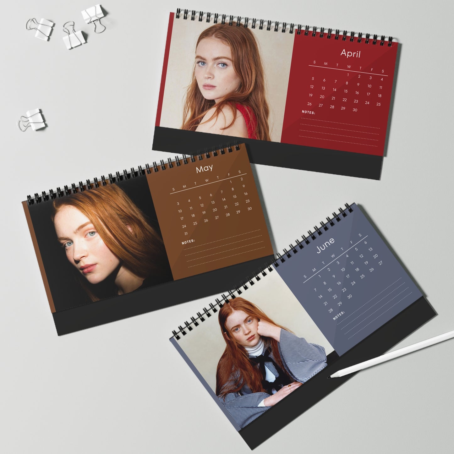 Sadie Sink 2026 Desk Calendar | Celebrity Spiral Bound Photo Calendar | Fan Collectible Gift | Stylish Desk & Office Décor