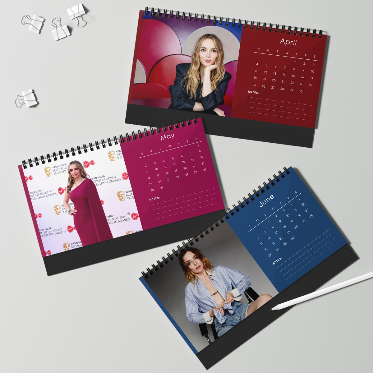 Jodie Comer 2027 Desk Calendar Vol 1 | Spiral Bound Photo Calendar | Fan Gift