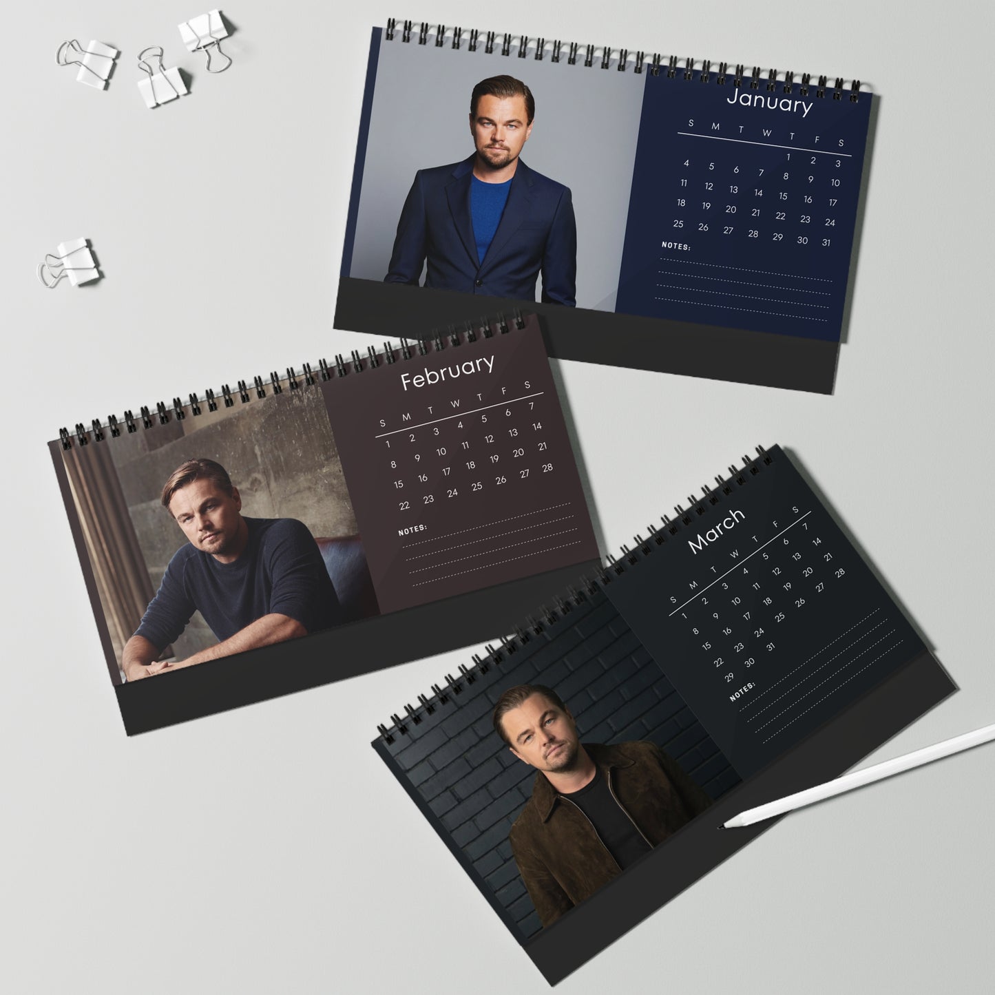 Leonardo DiCaprio 2026 Desk Calendar | Premium Spiral Bound Celebrity Photo Calendar | Collectible Fan Gift | Stylish Desk & Office Décor