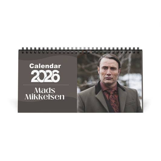 Mads Mikkelsen 2026 Desk Calendar | Celebrity Spiral Bound Photo Calendar | Fan Collectible Gift | Stylish Desk & Office Décor