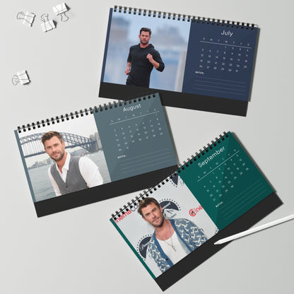 Chris Hemsworth 2026 Desk Calendar | Premium Spiral Bound Celebrity Photo Calendar | High-Quality Fan Gift & Desk Décor