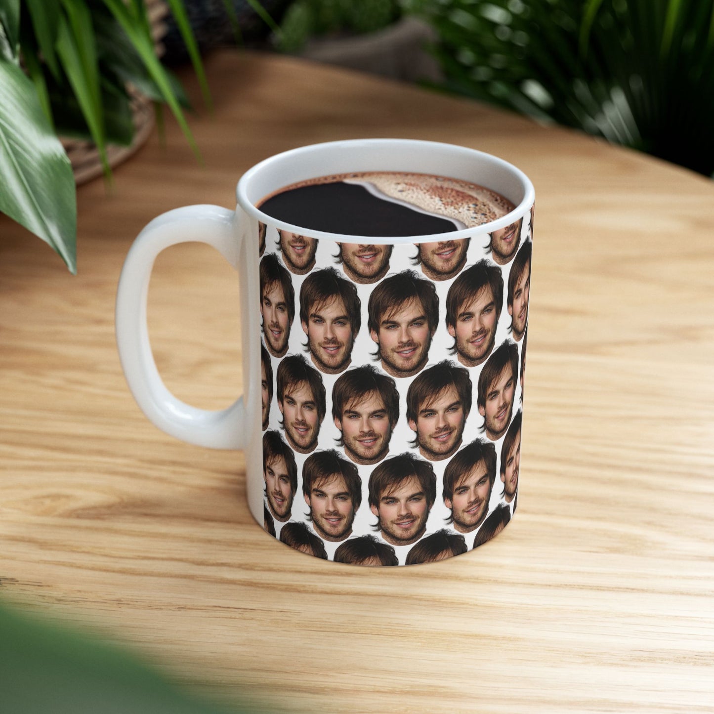 Ian Somerhalder Face Pattern Ceramic Mug | Unique Gift for Ian Somerhalder Fans
