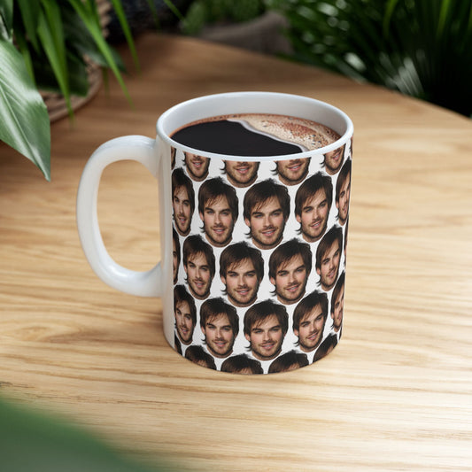 Ian Somerhalder Face Pattern Ceramic Mug | Unique Gift for Ian Somerhalder Fans
