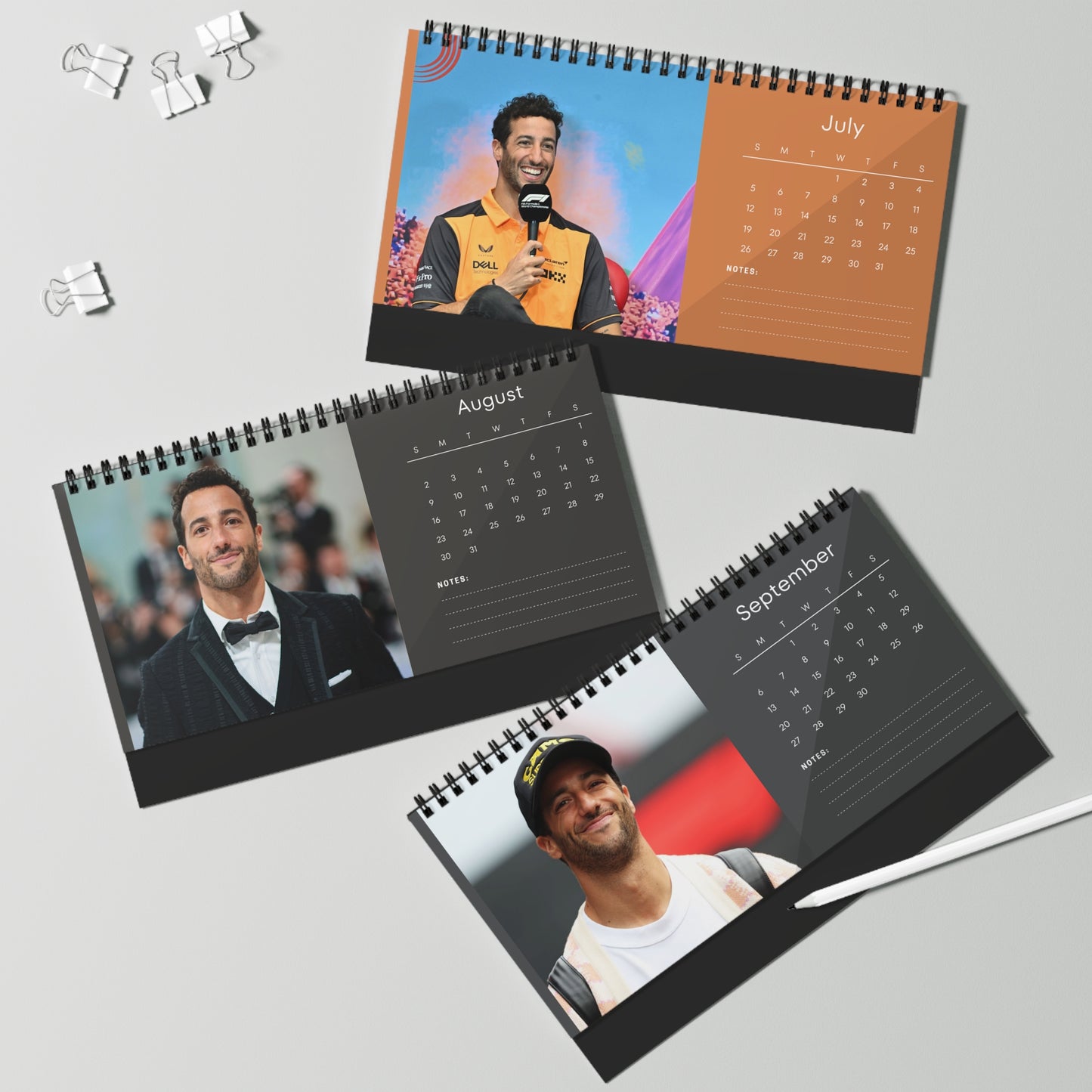 Daniel Ricciardo 2026 Desk Calendar | Premium Spiral Bound Celebrity Photo Calendar | Collectible Fan Gift | Stylish Desk & Office Décor
