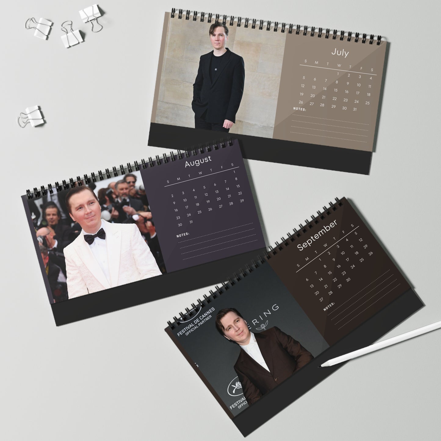 Paul Dano 2026 Desk Calendar | Premium Spiral Bound Celebrity Photo Calendar | Perfect Gift for Fans & Stylish Desk Décor