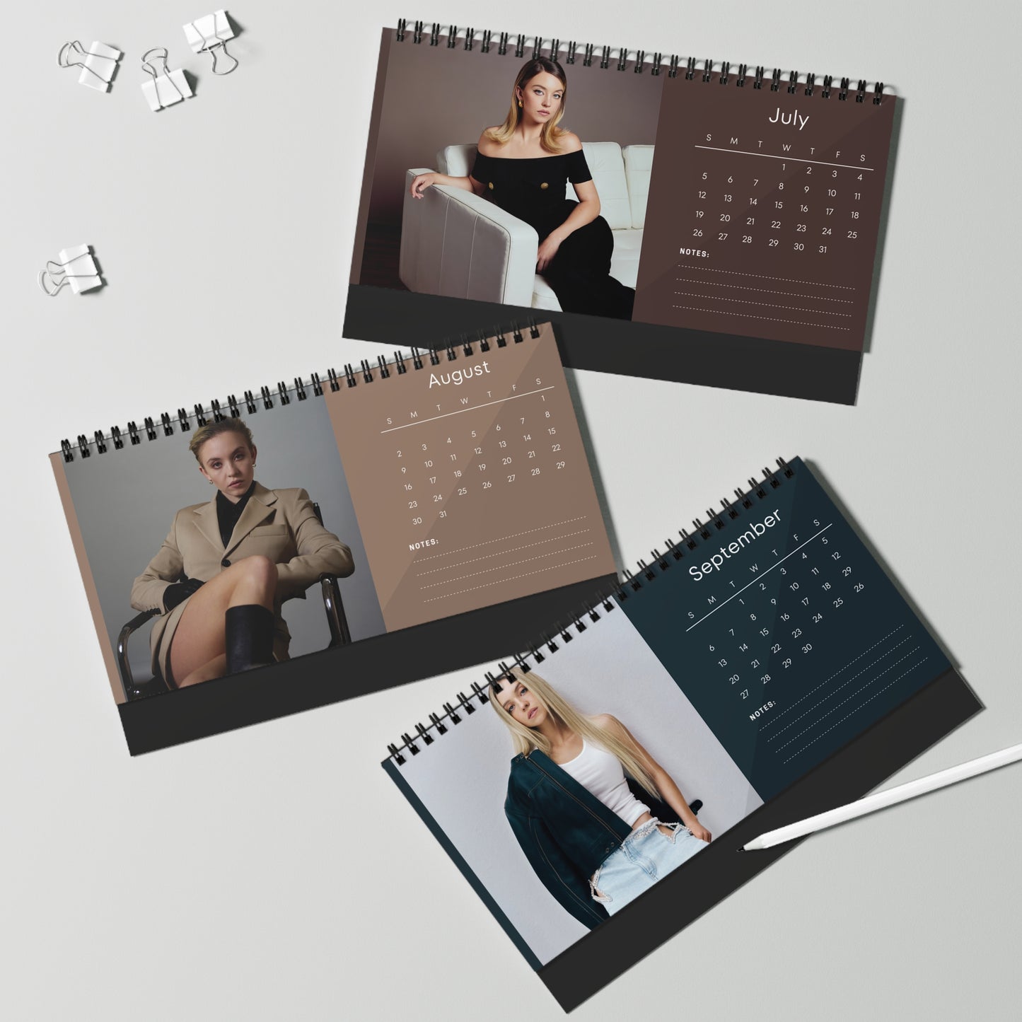 Sydney Sweeney 2026 Desk Calendar | Premium Spiral Bound Celebrity Photo Calendar | Collectible Fan Gift | Stylish Desk & Office Décor