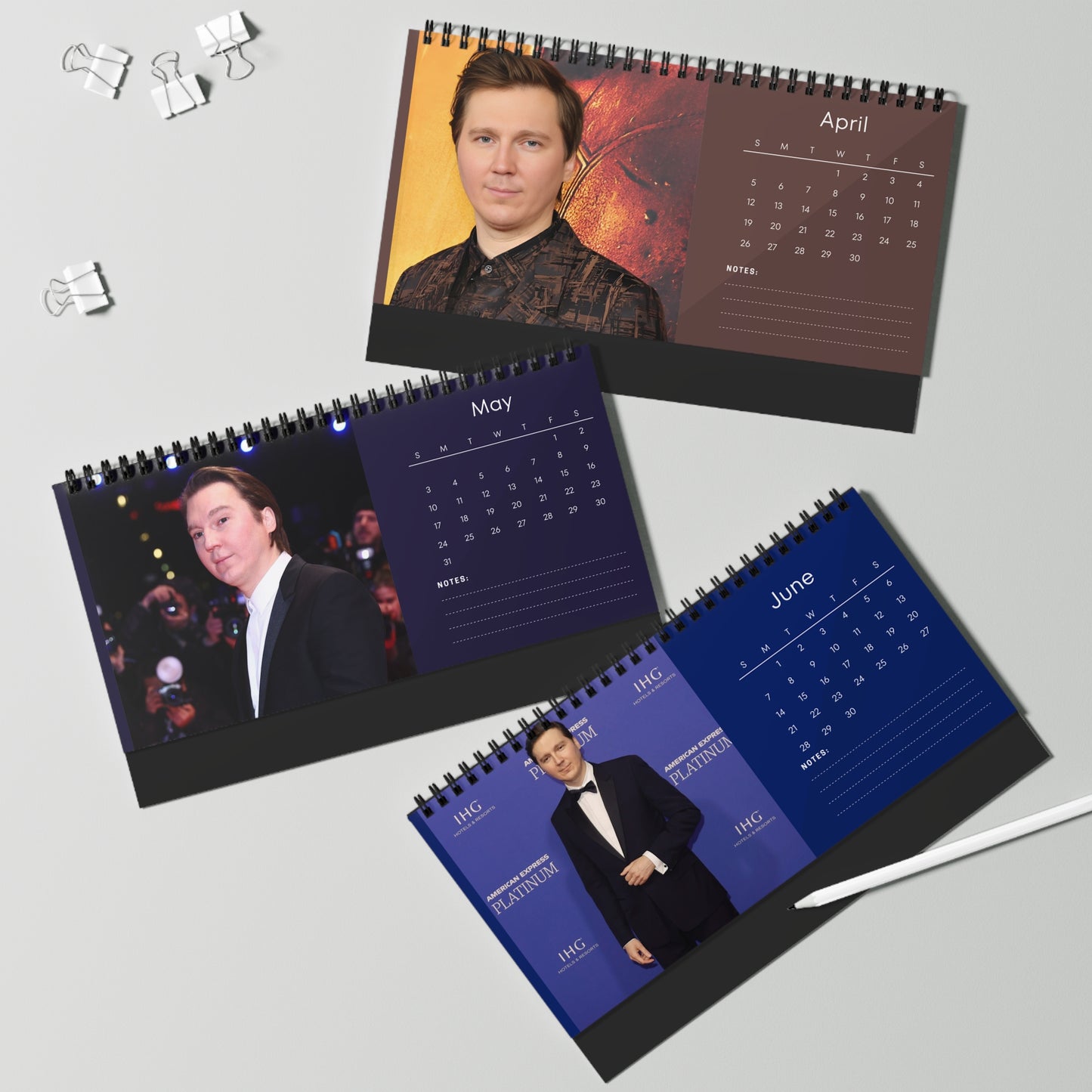 Paul Dano 2026 Desk Calendar | Premium Spiral Bound Celebrity Photo Calendar | Perfect Gift for Fans & Stylish Desk Décor