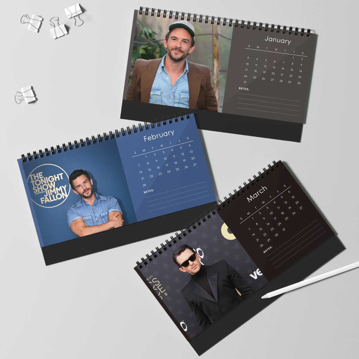 Jonathan Bailey 2027 Desk Calendar Vol 3 | Spiral Bound Photo Calendar | Fan Gift