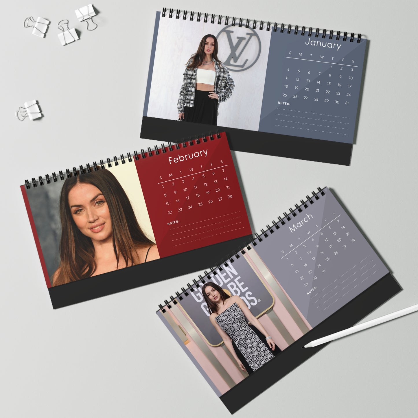 Ana de Armas 2026 Desk Calendar | Premium Spiral Bound Celebrity Photo Calendar | High Quality Collectible Gift for Fans & Desk Décor