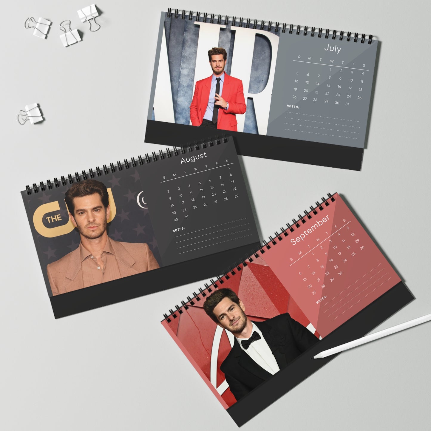 Andrew Garfield 2026 Desk Calendar | Premium Spiral Bound Celebrity Photo Calendar | High Quality Collectible Gift for Fans & Desk Décor