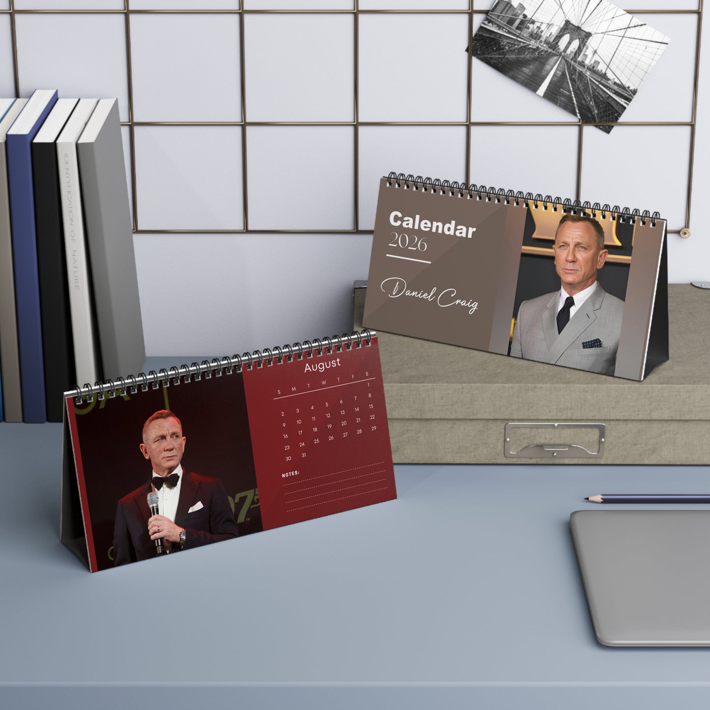Daniel Craig 2026 Desk Calendar | James Bond & Hollywood Star | Daniel Craig Gift | 007 Actor Calendar | Movie Star Decor