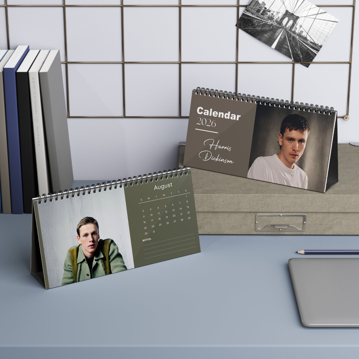 Harris Dickinson 2026 Desk Calendar | Actor Monthly Planner | Harris Dickinson Gift | The King's Man Calendar | Office Decor