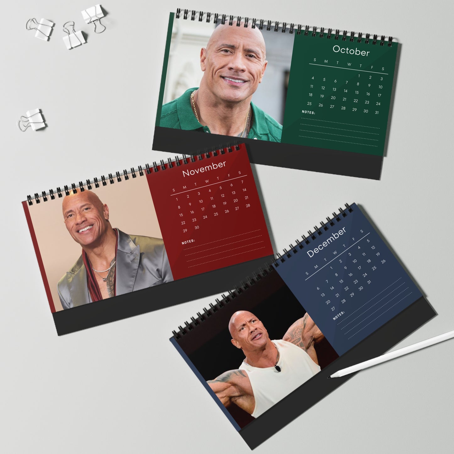 Dwayne Johnson 2026 Desk Calendar | The Rock  | Dwayne Johnson Calendar | Movie Decor