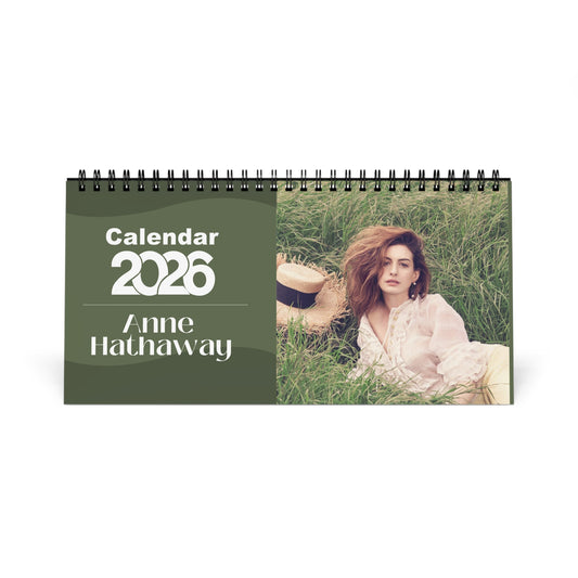 Anne Hathaway 2026 Desk Calendar | Celebrity Spiral Bound Photo Calendar | Fan Collectible Gift | Stylish Desk & Office Décor