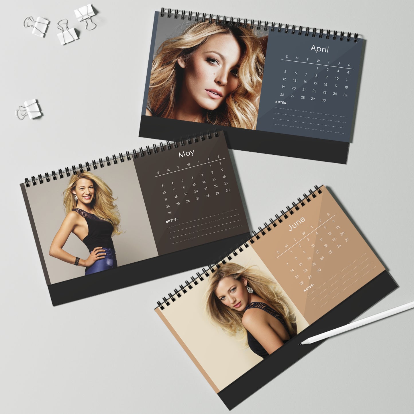 Blake Lively 2026 Desk Calendar | Celebrity Spiral Bound Photo Calendar | Fan Collectible Gift | Stylish Desk & Office Décor