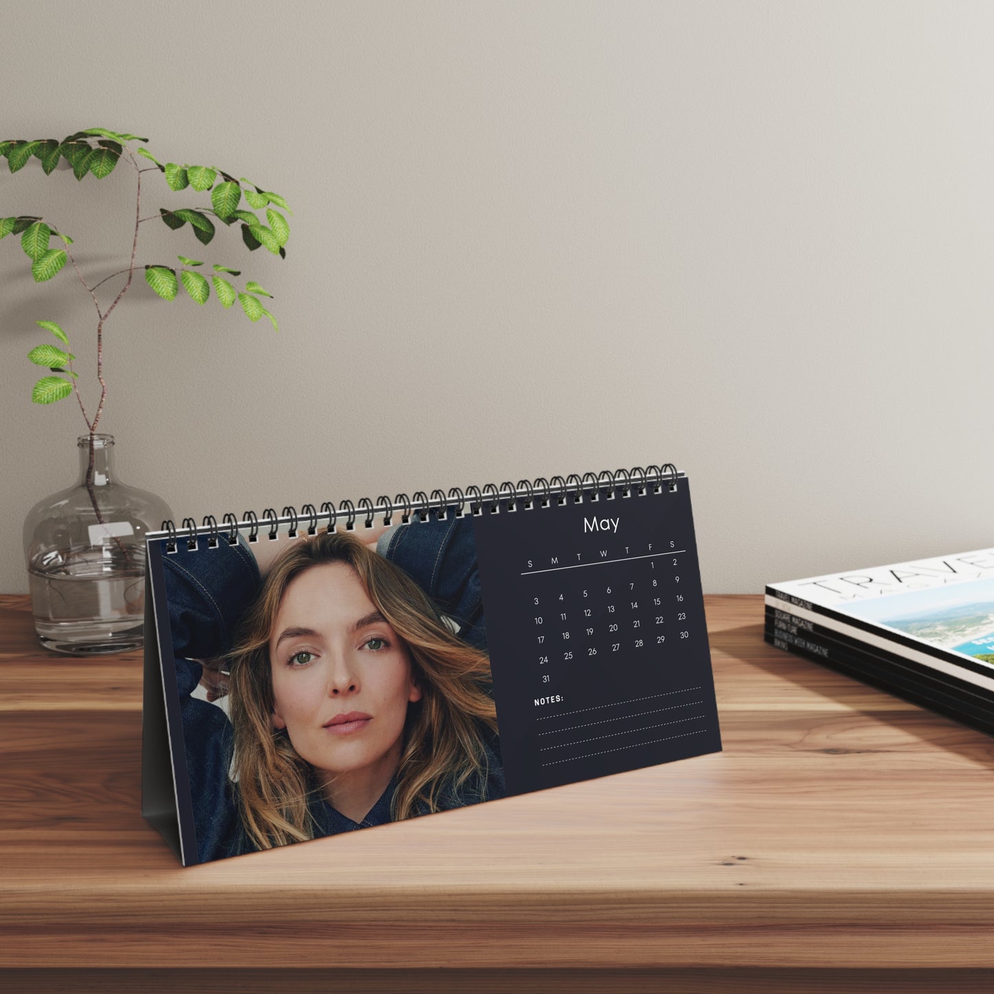 Jodie Comer 2026 Desk Calendar | Premium Spiral Bound Celebrity Photo Calendar | Collectible Fan Gift | Stylish Desk & Office Décor