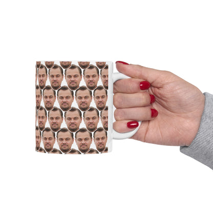 Leonardo DiCaprio Face Pattern Ceramic Mug | Unique Gift for Leonardo DiCaprio Fans