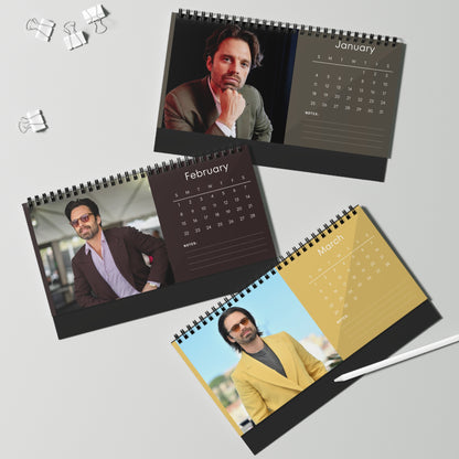 Sebastian Stan 2026 Desk Calendar | Celebrity Spiral Bound Photo Calendar | Fan Collectible Gift | Stylish Desk & Office Décor