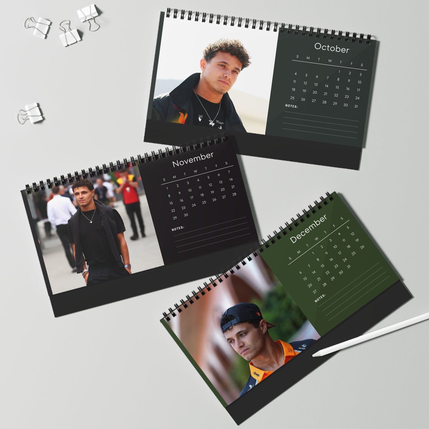 Lando Norris 2026 Desk Calendar | Premium Spiral Bound Celebrity Photo Calendar | Collectible Fan Gift | Stylish Desk & Office Décor
