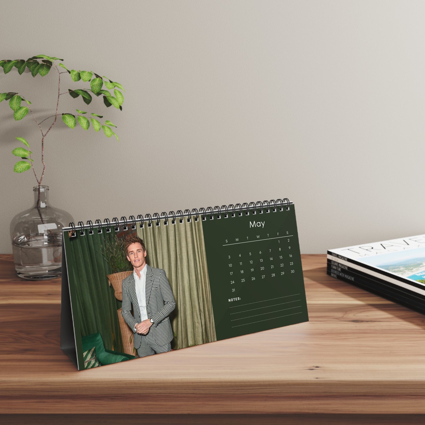 Eddie Redmayne 2026 Desk Calendar | Premium Spiral Bound Celebrity Photo Calendar | High-Quality Fan Gift & Desk Décor