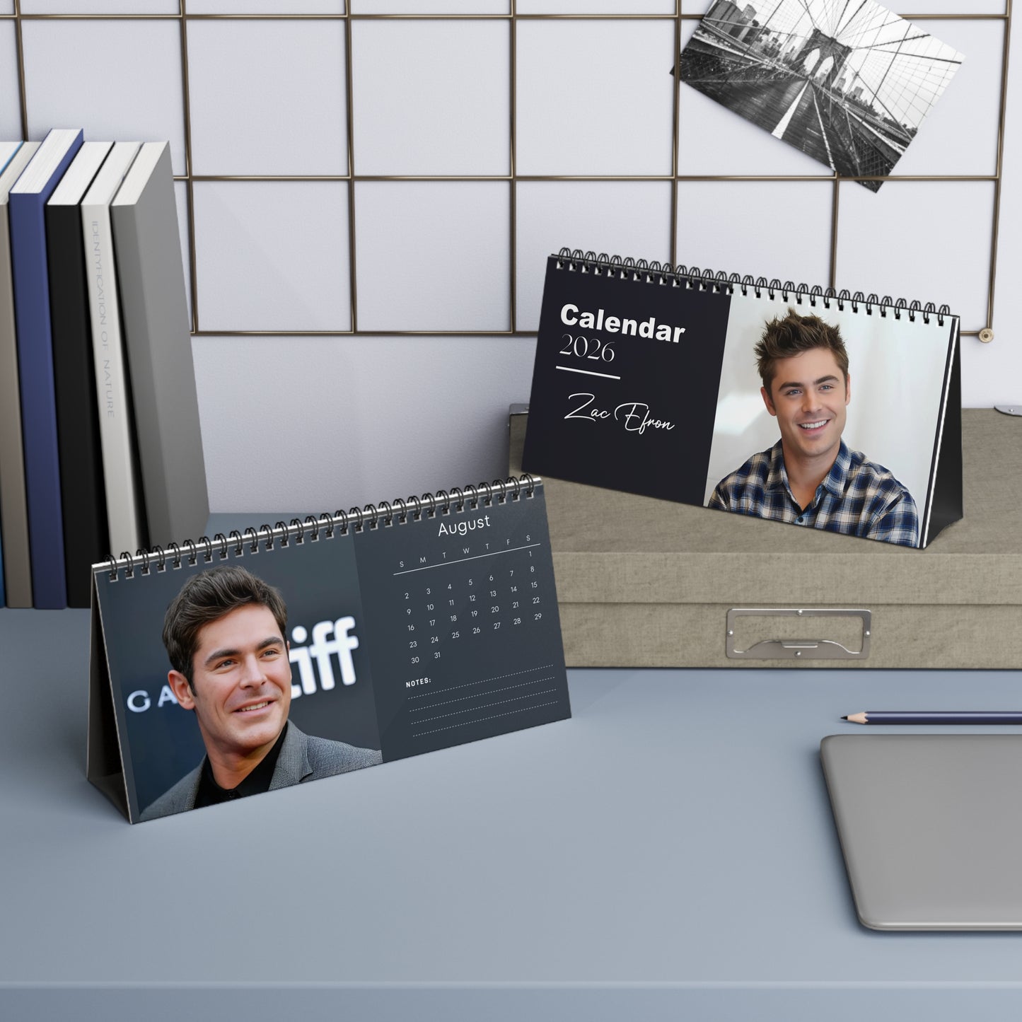 Zac Efron 2026 Desk Calendar | Actor Monthly Planner | Zac Efron Gift | Office Decor