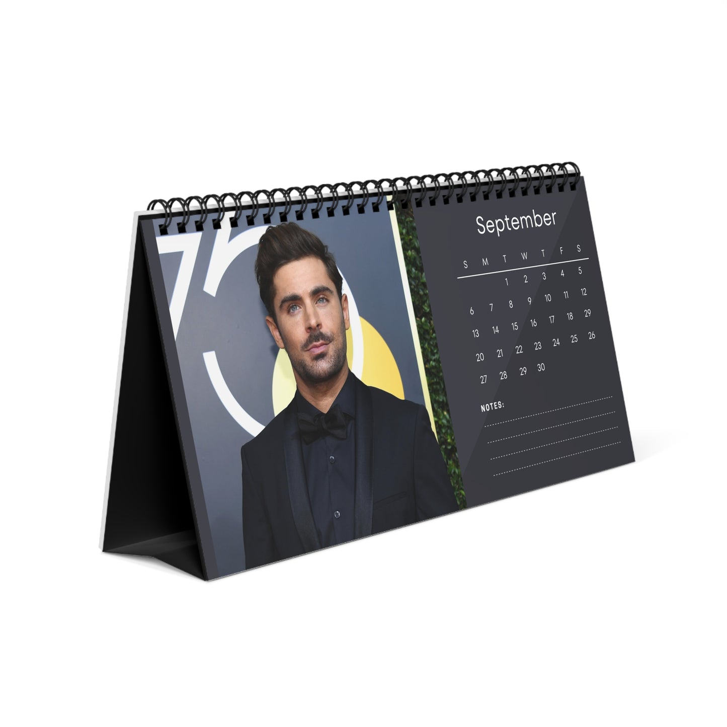Zac Efron 2026 Desk Calendar | Premium Spiral Bound Celebrity Photo Calendar | High-Quality Fan Gift & Desk Décor