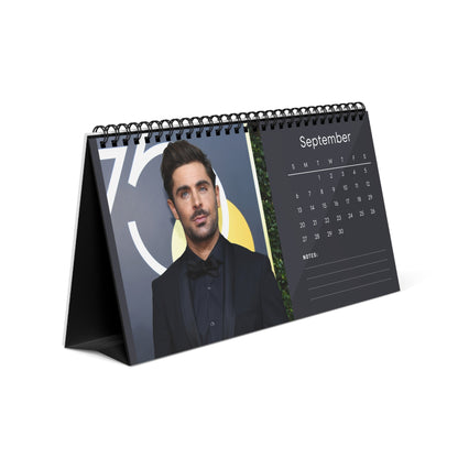 Zac Efron 2026 Desk Calendar | Premium Spiral Bound Celebrity Photo Calendar | High-Quality Fan Gift & Desk Décor