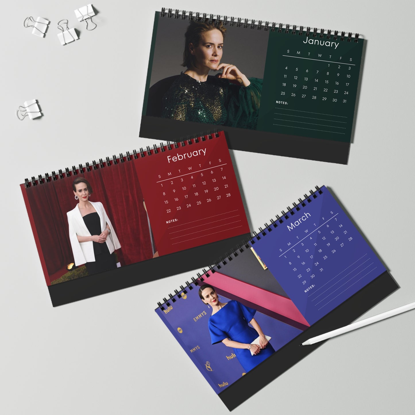 Sarah Paulson 2026 Desk Calendar | Premium Spiral Bound Celebrity Photo Calendar | Collectible Fan Gift | Stylish Desk & Office Décor