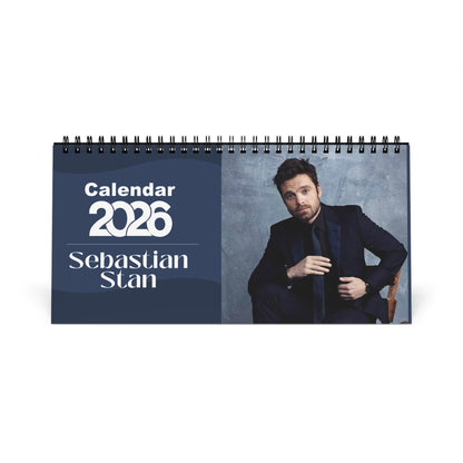 Sebastian Stan 2026 Desk Calendar | Celebrity Spiral Bound Photo Calendar | Fan Collectible Gift | Stylish Desk & Office Décor