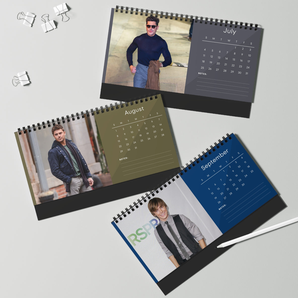 Zac Efron 2027 Desk Calendar Vol 1 | Spiral Bound Photo Calendar | Fan Gift