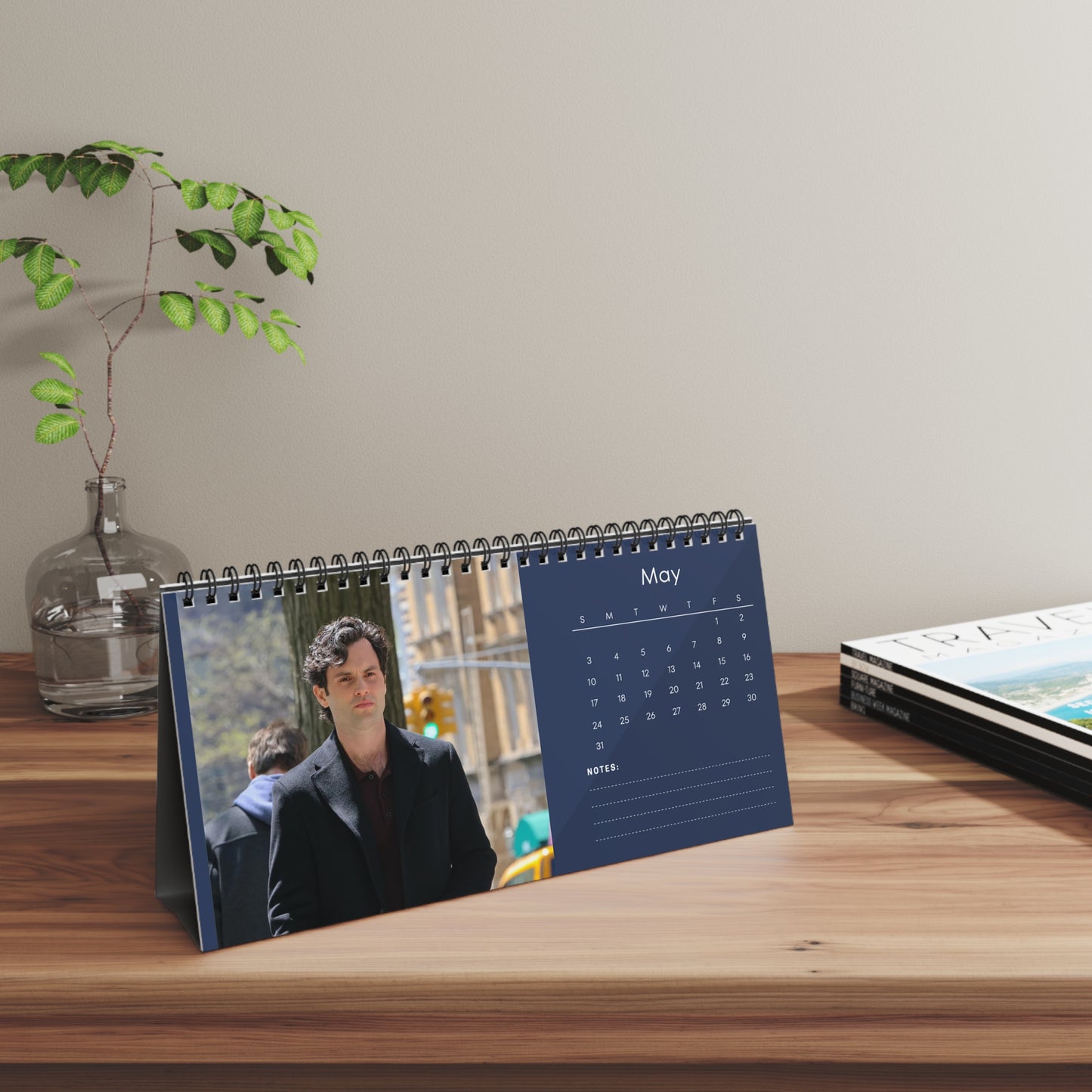 Penn Badgley 2026 Desk Calendar | Premium Spiral Bound Celebrity Photo Calendar | Fan Gift & Stylish Desk Decor