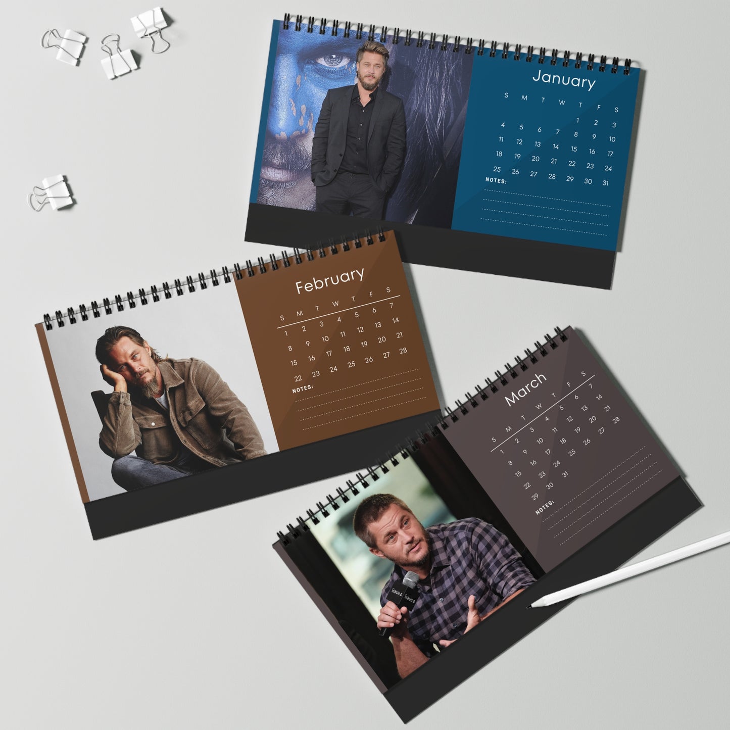 Travis Fimmel 2026 Desk Calendar | Star Photo Calendar | Actor Gift for Fans