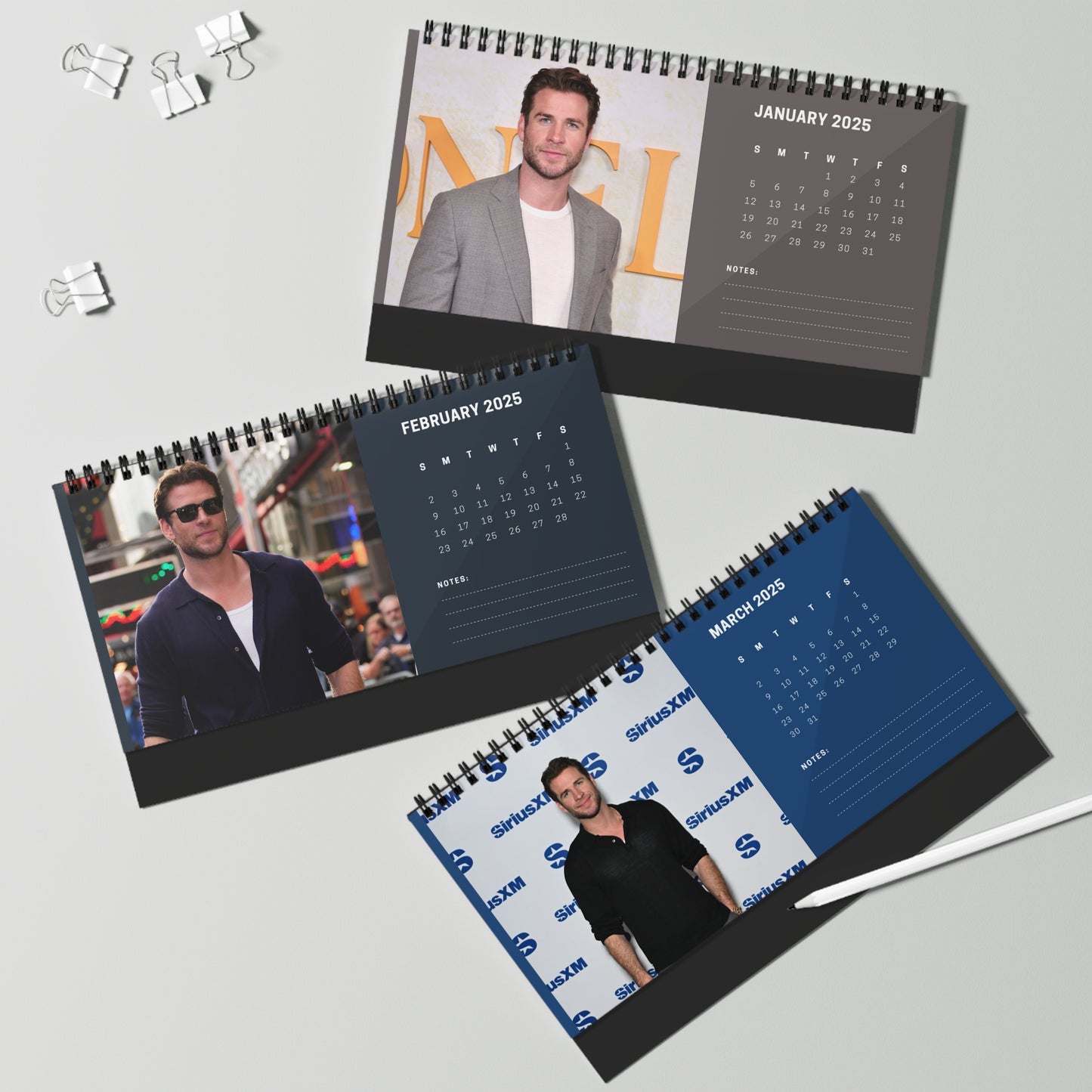 Liam Hemsworth 2025 Desk Calendar | Liam Hemsworth Calendar | Fan Gift