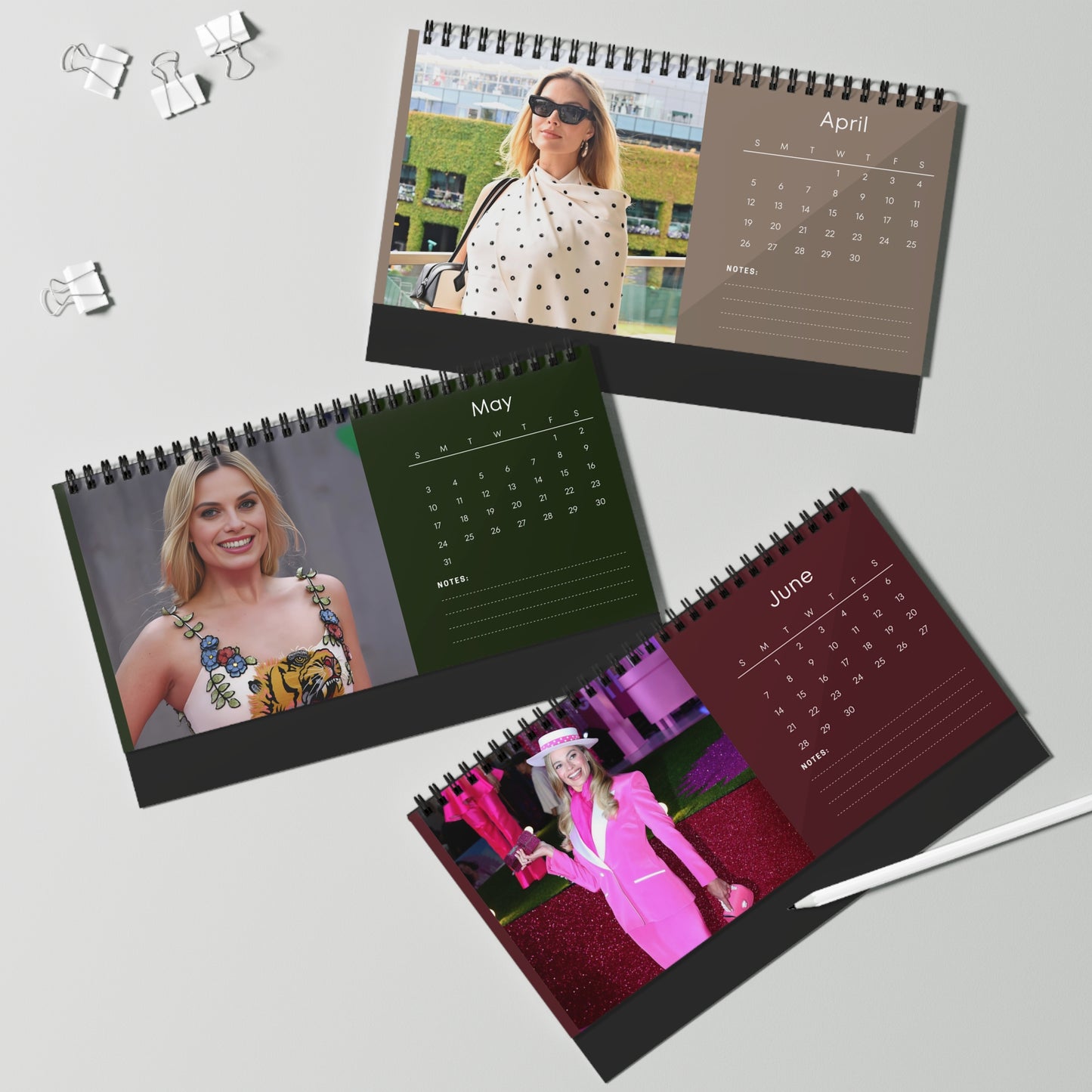 Margot Robbie 2026 Desk Calendar | Premium Spiral Bound Celebrity Photo Calendar | Stunning Collectible Gift for Fans & Desk Décor