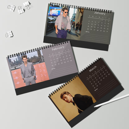 Austin Butler 2026 Desk Calendar | Celebrity Spiral Bound Photo Calendar | Fan Collectible Gift | Stylish Desk & Office Décor