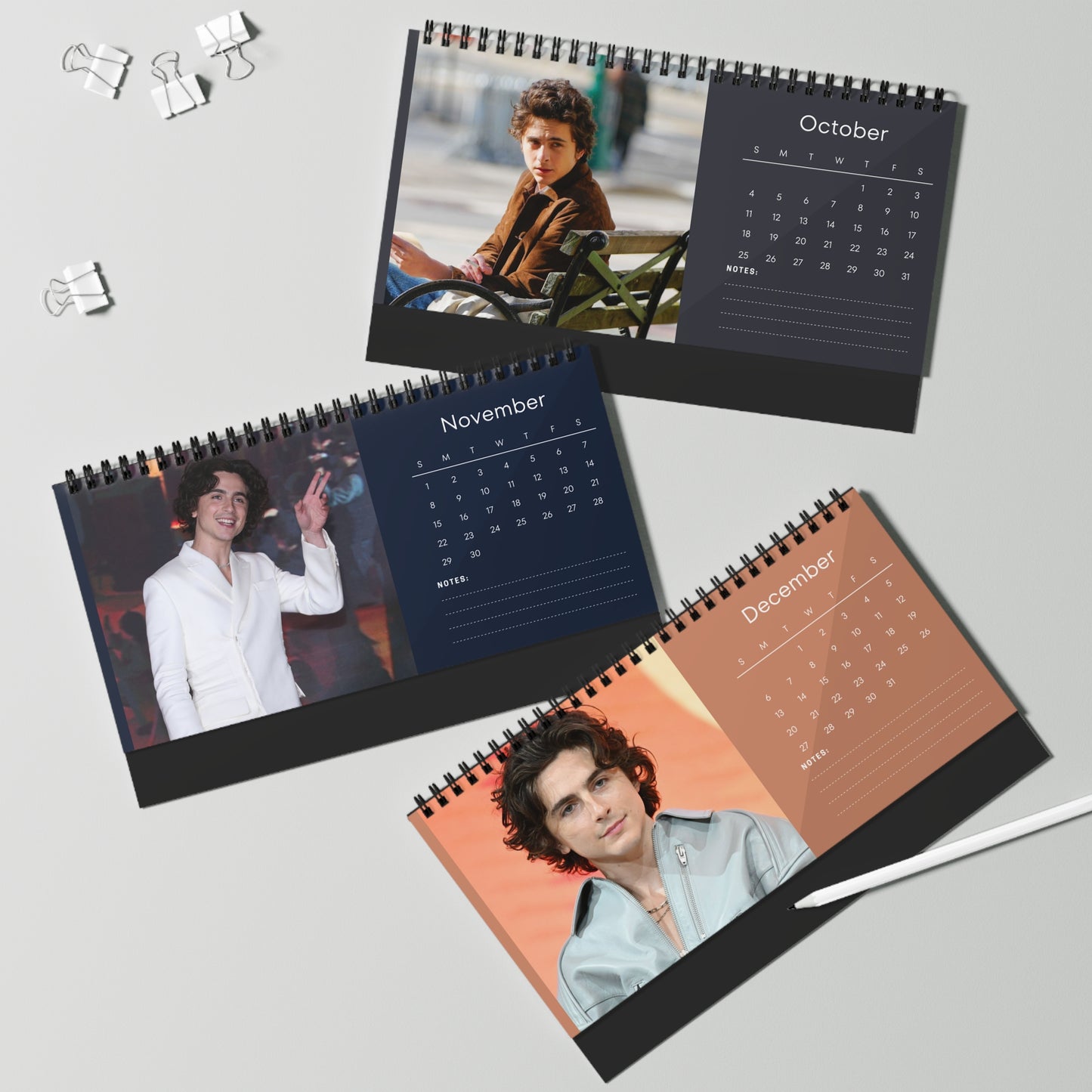 Timothée Chalamet 2026 Desk Calendar | Premium Spiral Bound Celebrity Photo Calendar | High-Quality Fan Gift & Desk Décor