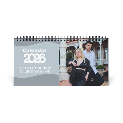 Nicola Coughlan & Luke Newton 2026 Desk Calendar | Premium Spiral Bound Celebrity Photo Calendar | Collectible Fan Gift | Stylish Desk