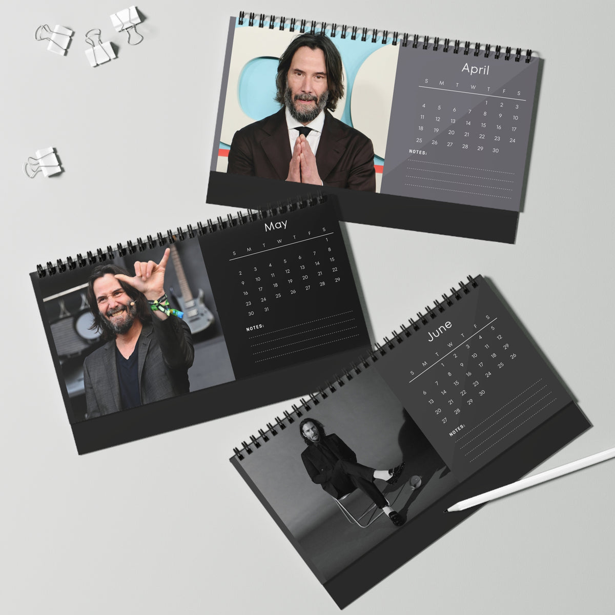 Keanu Reeves 2027 Desk Calendar Vol 4 | Spiral Bound Photo Calendar | Fan Gift